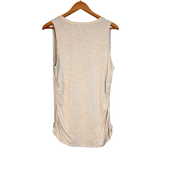 White House Black Market Beige Ruched Satin Trim Women’s Large Tank Top - Picture 3 of 8